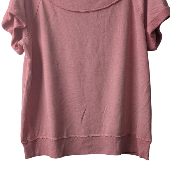 MAURICES WOMEN'S PINK SOLID BURNWASH MARILYN NECK SHORT SLEEVE SWEATSHIRT SZ XXL - Picture 6 of 9
